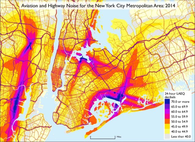 美国交通部公布纽约市噪音地图 皇后区污染严重